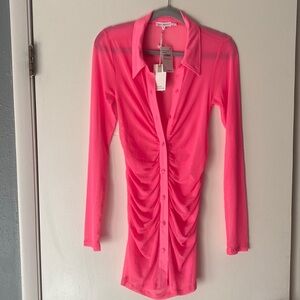 Good American Sheer Pink Long Sleeve Shirt Size 1